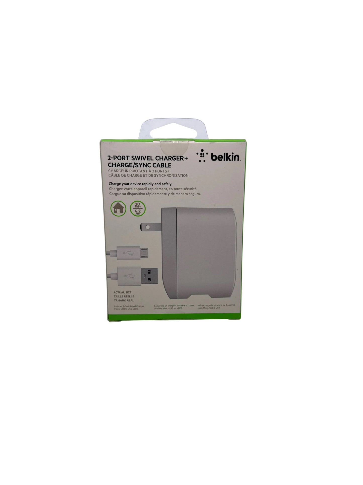 BELKIN 2-PORT SWIVEL CHARGER + MICRO USB 4FT