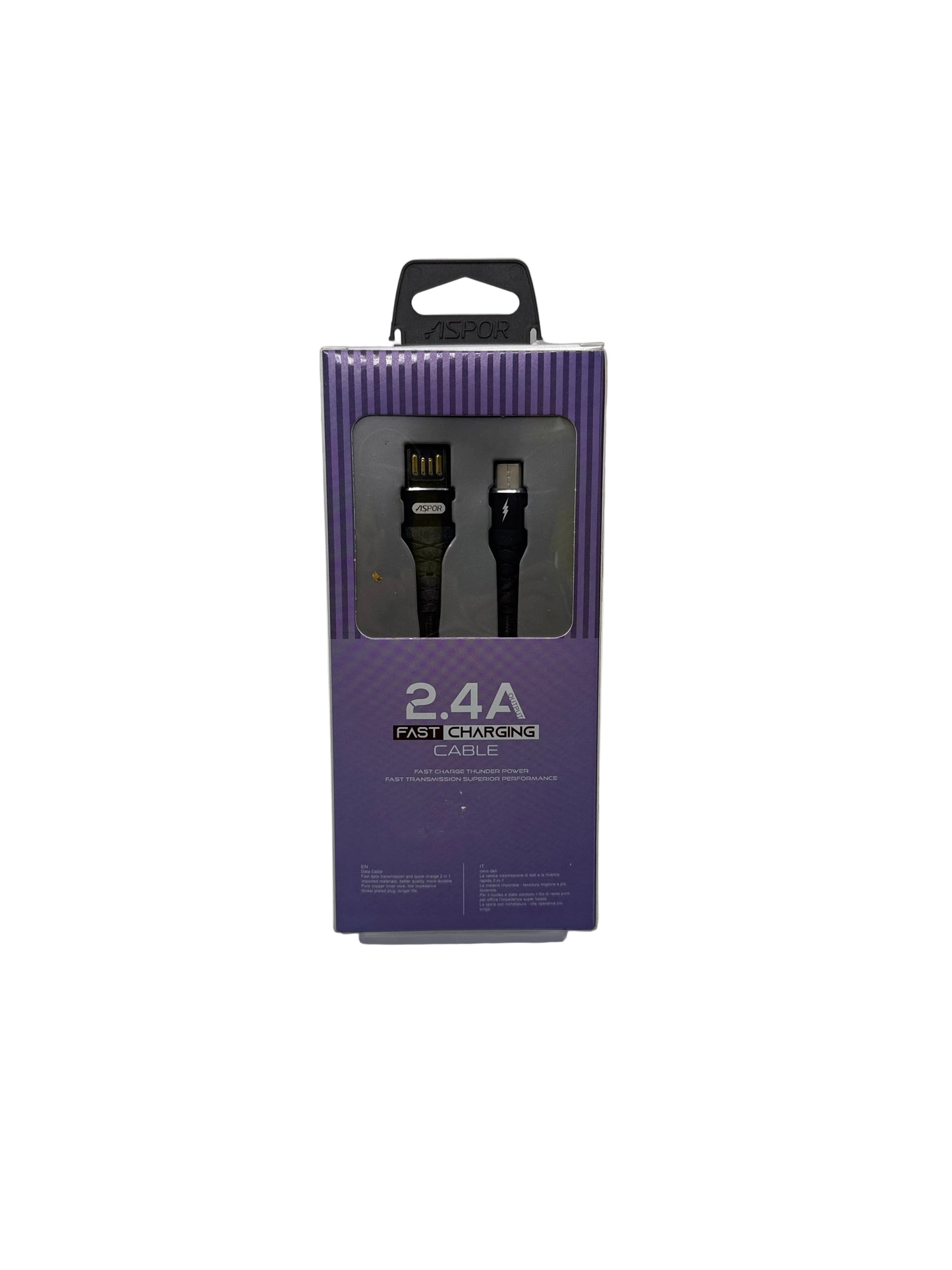 ASPOR USB A TO TYPE C CABLE BLACK  1M