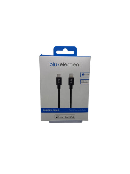 Blu Element  TYPE-C to Lightning Cable BLACK/WHITE 6ft