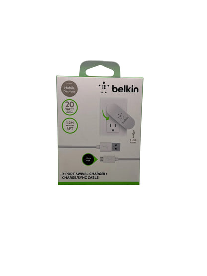 BELKIN 2-PORT SWIVEL CHARGER + MICRO USB 4FT