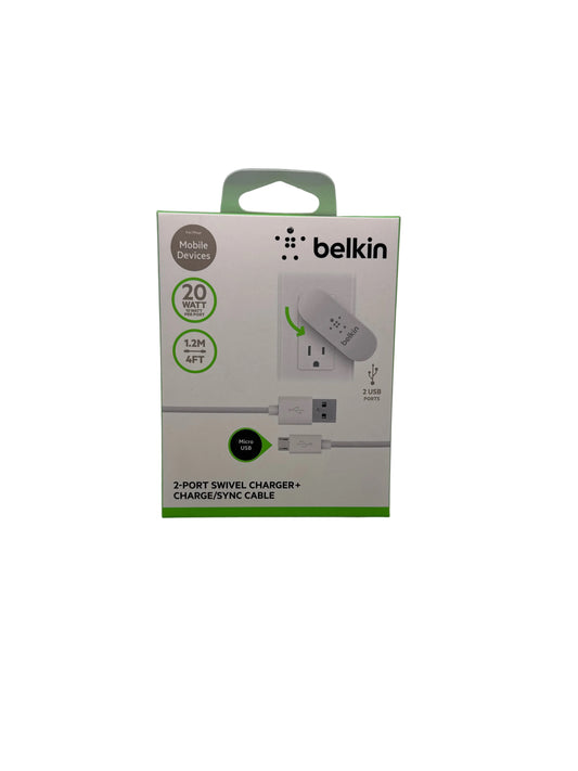 BELKIN 2-PORT SWIVEL CHARGER + MICRO USB 4FT
